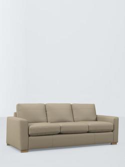 John Lewis Oliver II Grand 4 Seater Leather Sofa, Dark Leg, Matt Pearl