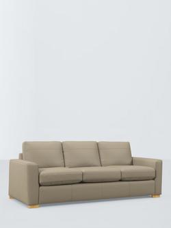 John Lewis Oliver II Grand 4 Seater Leather Sofa, Light Leg, Matt Pearl