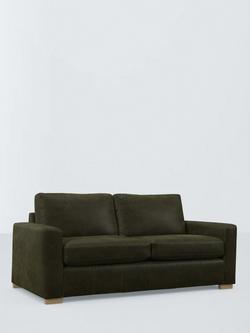 John Lewis Oliver II Large 3 Seater Leather Sofa, Dark Leg, Demetra Green