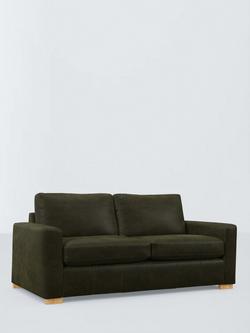 John Lewis Oliver II Large 3 Seater Leather Sofa, Light Leg, Demetra Green