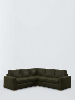 John Lewis Oliver II 5 Seater Leather Corner Sofa, Dark Leg, Demetra Green
