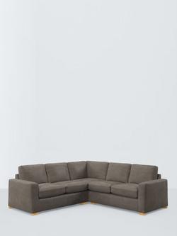 John Lewis Oliver II 5 Seater Leather Corner Sofa, Light Leg, Demetra Grey