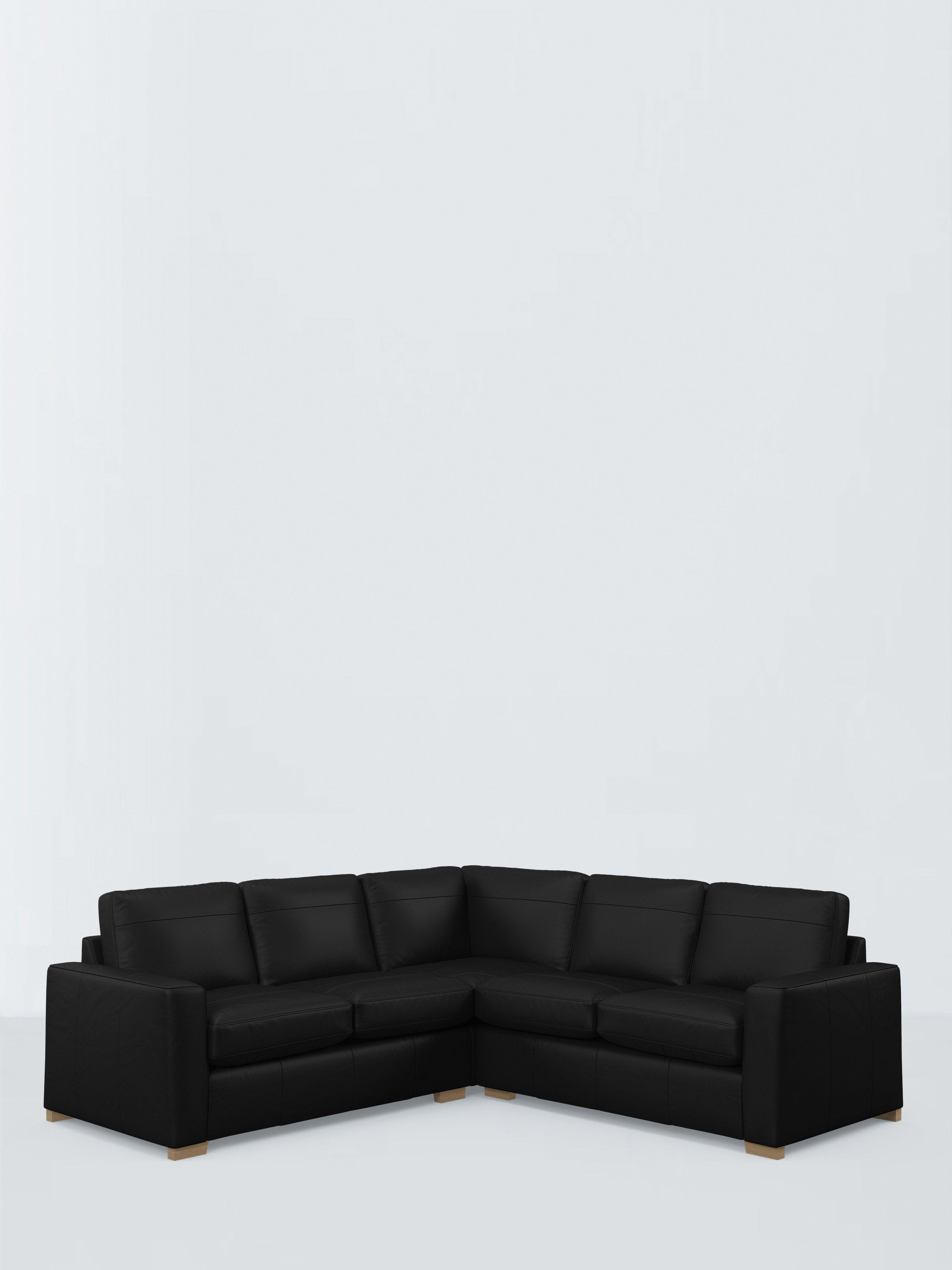 Oliver II Range, John Lewis Oliver II 5 Seater Leather Corner Sofa, Dark Leg, Matt Black