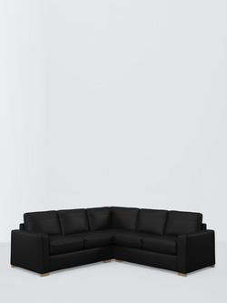 John Lewis Oliver II 5 Seater Leather Corner Sofa, Dark Leg, Matt Black