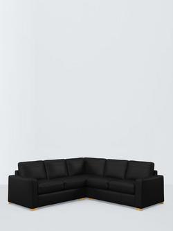 John Lewis Oliver II 5 Seater Leather Corner Sofa, Light Leg, Matt Black