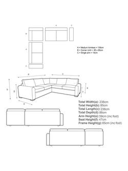 John Lewis Oliver II 5 Seater Leather Corner Sofa, Light Leg - view 2, Matt Black