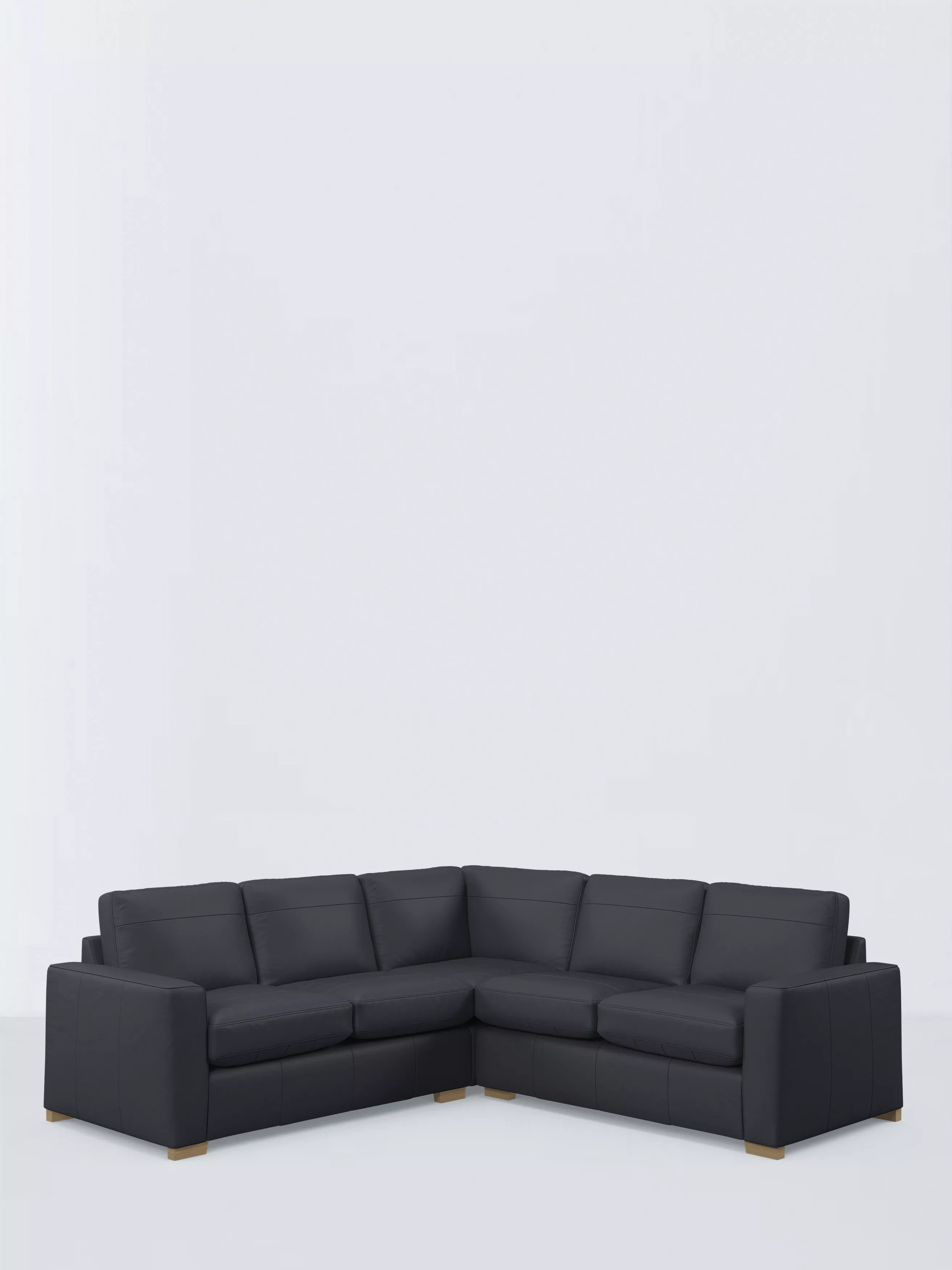 John Lewis Oliver II 5 Seater Leather Corner Sofa, Dark Leg