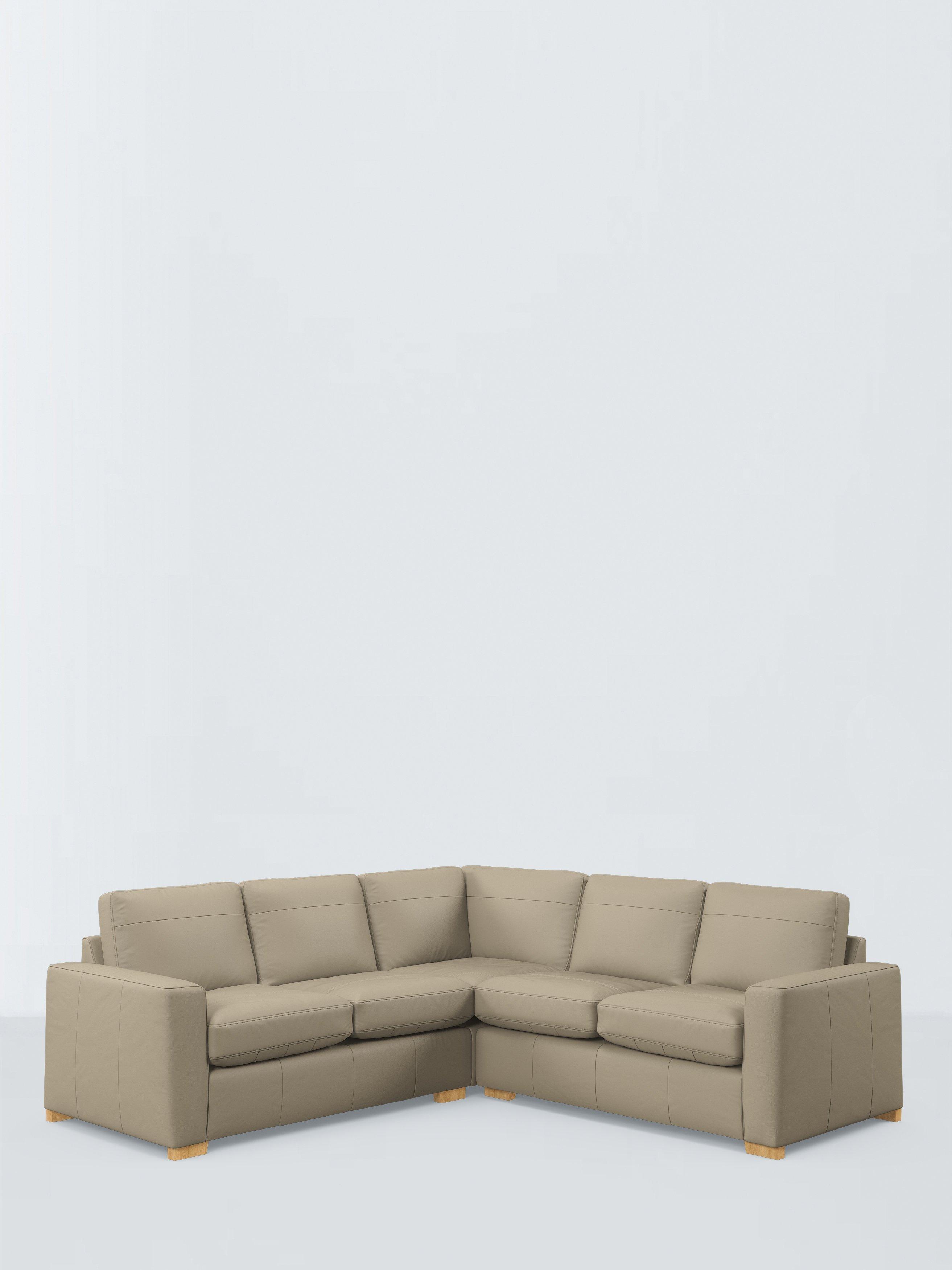 Oliver II Range, John Lewis Oliver II 5 Seater Leather Corner Sofa, Light Leg, Matt Pearl