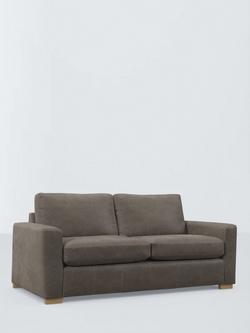 John Lewis Oliver II Large 3 Seater Leather Sofa, Dark Leg, Demetra Grey