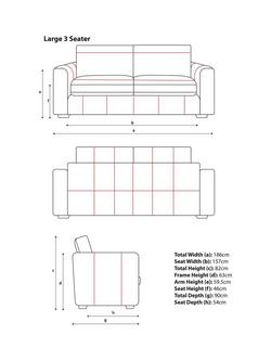 John Lewis Oliver II Large 3 Seater Leather Sofa, Dark Leg - view 2, Demetra Grey