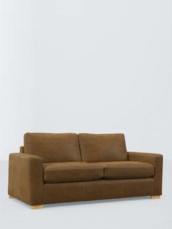 John Lewis Oliver II Large 3 Seater Leather Sofa, Light Leg, Demetra Light Tan