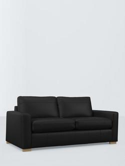 John Lewis Oliver II Large 3 Seater Leather Sofa, Dark Leg, Matt Black