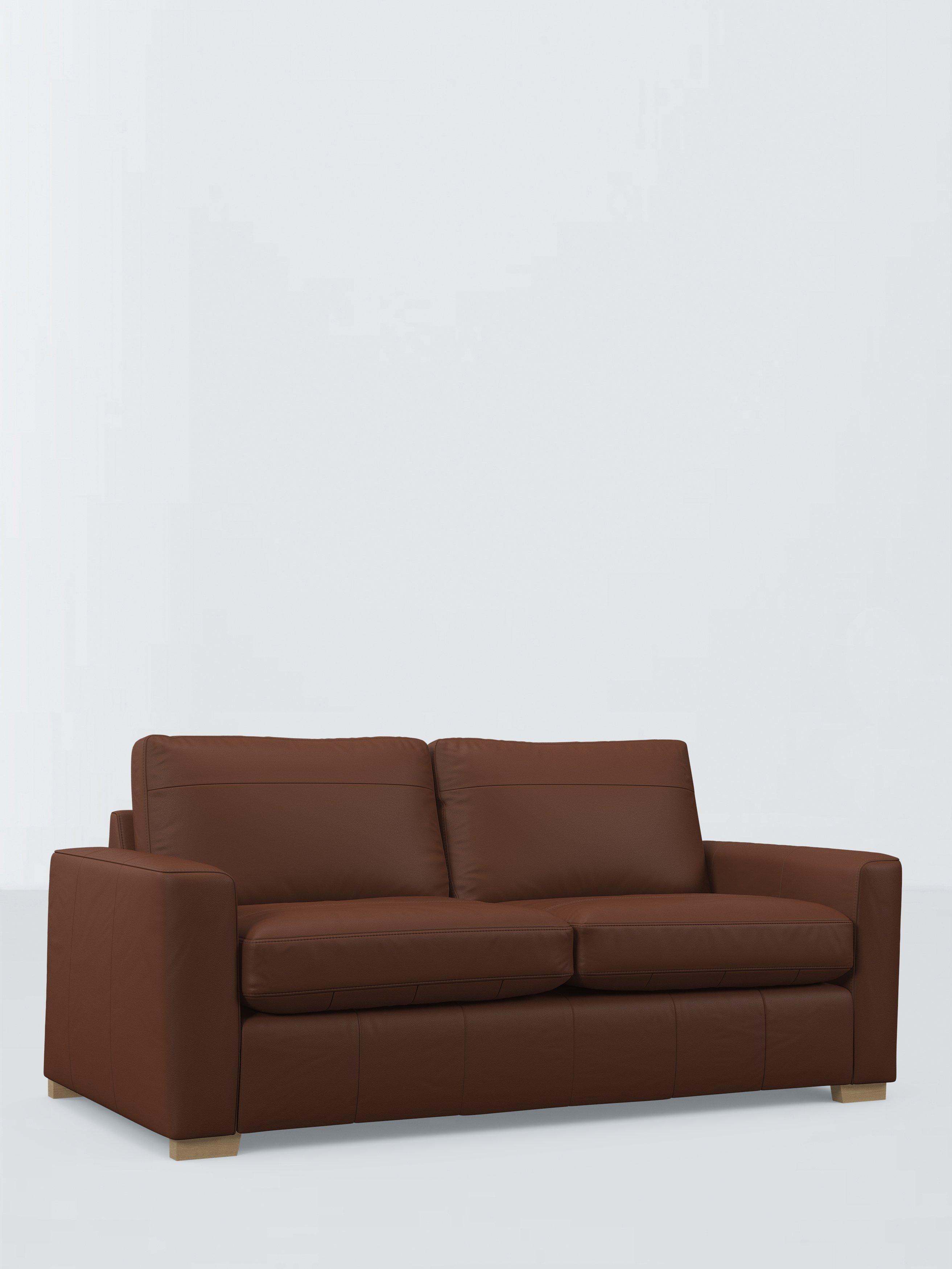Oliver II Range, John Lewis Oliver II Large 3 Seater Leather Sofa, Dark Leg, Matt Chestnut