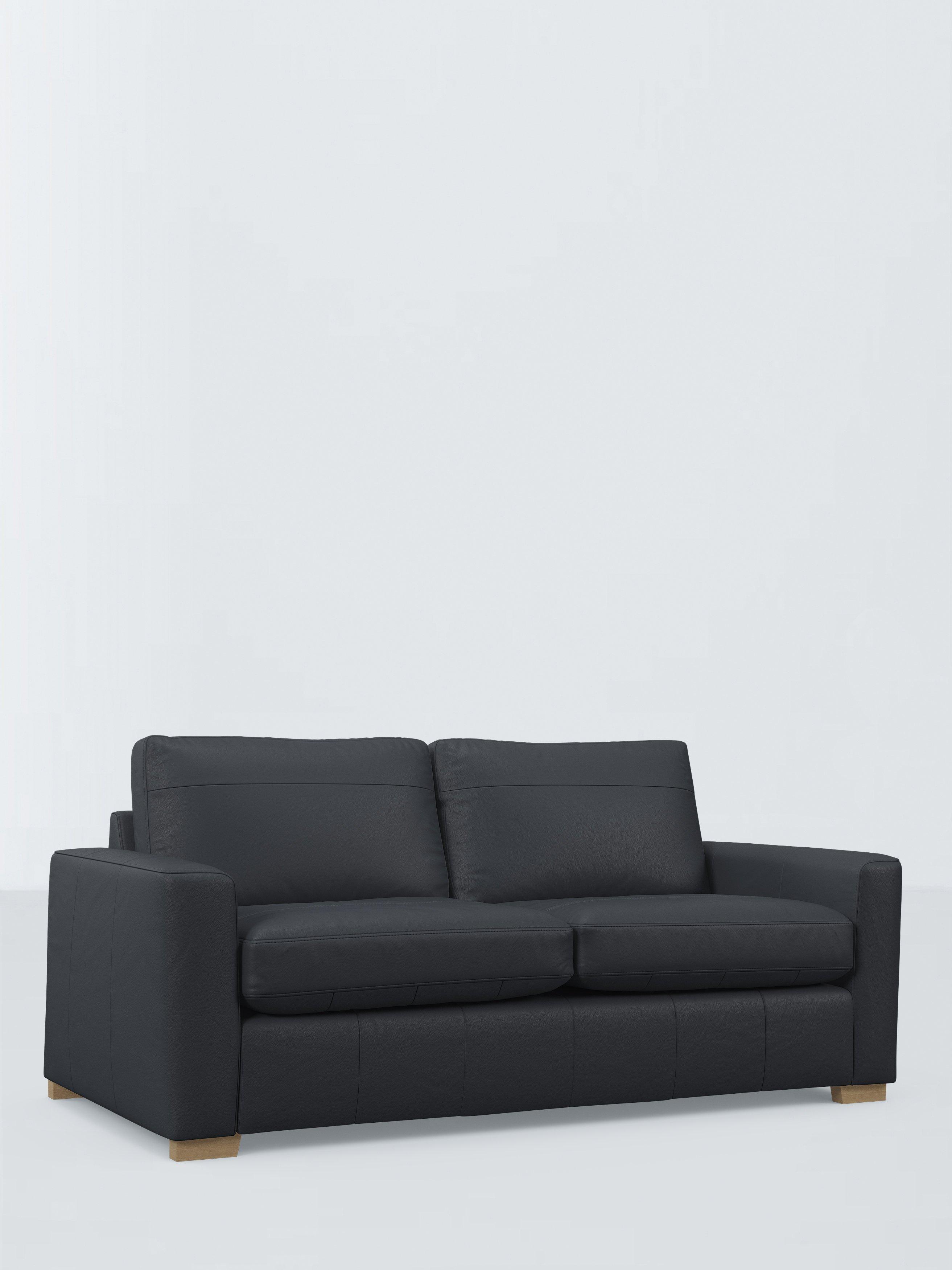 Oliver II Range, John Lewis Oliver II Large 3 Seater Leather Sofa, Dark Leg, Matt Navy