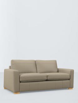 John Lewis Oliver II Large 3 Seater Leather Sofa, Light Leg, Matt Pearl