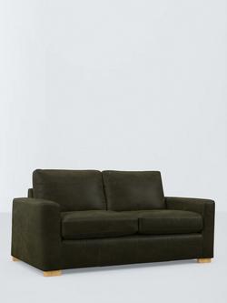 John Lewis Oliver II Medium 2 Seater Leather Sofa, Light Leg, Demetra Green