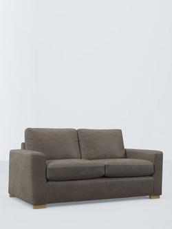 John Lewis Oliver II Medium 2 Seater Leather Sofa, Dark Leg, Demetra Grey