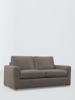 John Lewis Oliver II Medium 2 Seater Leather Sofa, Light Leg, Demetra Grey