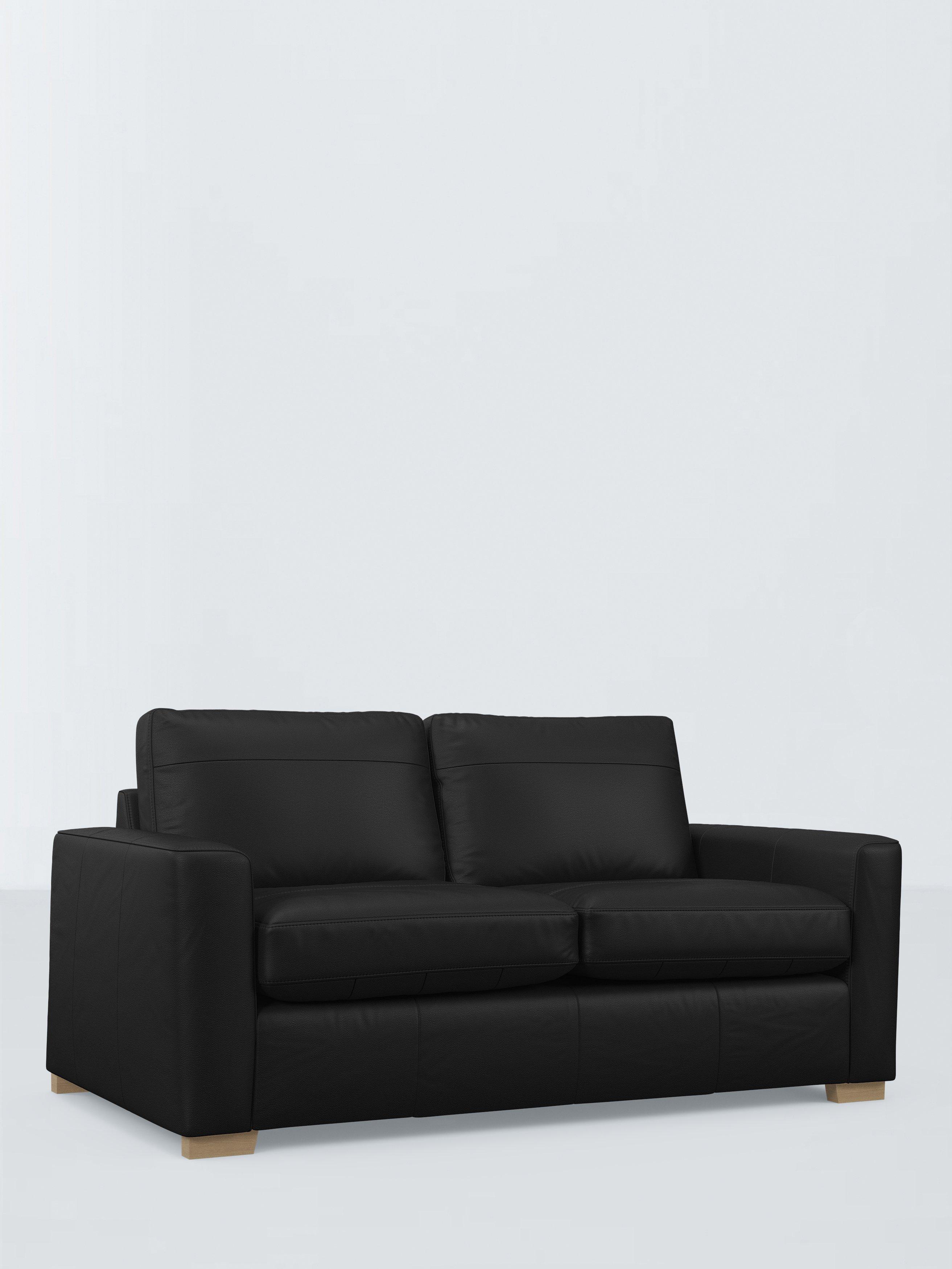 Oliver II Range, John Lewis Oliver II Medium 2 Seater Leather Sofa, Dark Leg, Matt Black