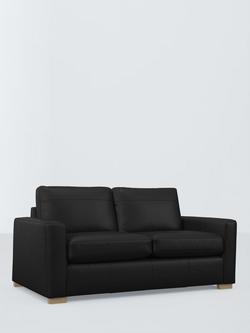 John Lewis Oliver II Medium 2 Seater Leather Sofa, Dark Leg, Matt Black