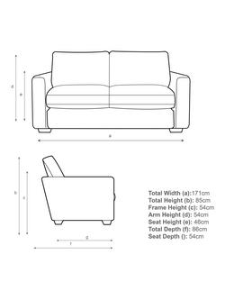 John Lewis Oliver II Medium 2 Seater Leather Sofa, Dark Leg - view 2, Matt Black