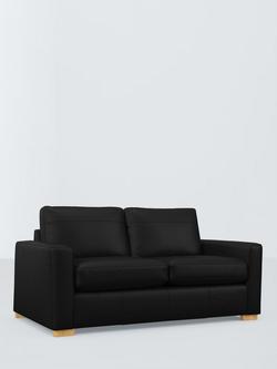 John Lewis Oliver II Medium 2 Seater Leather Sofa, Light Leg, Matt Black