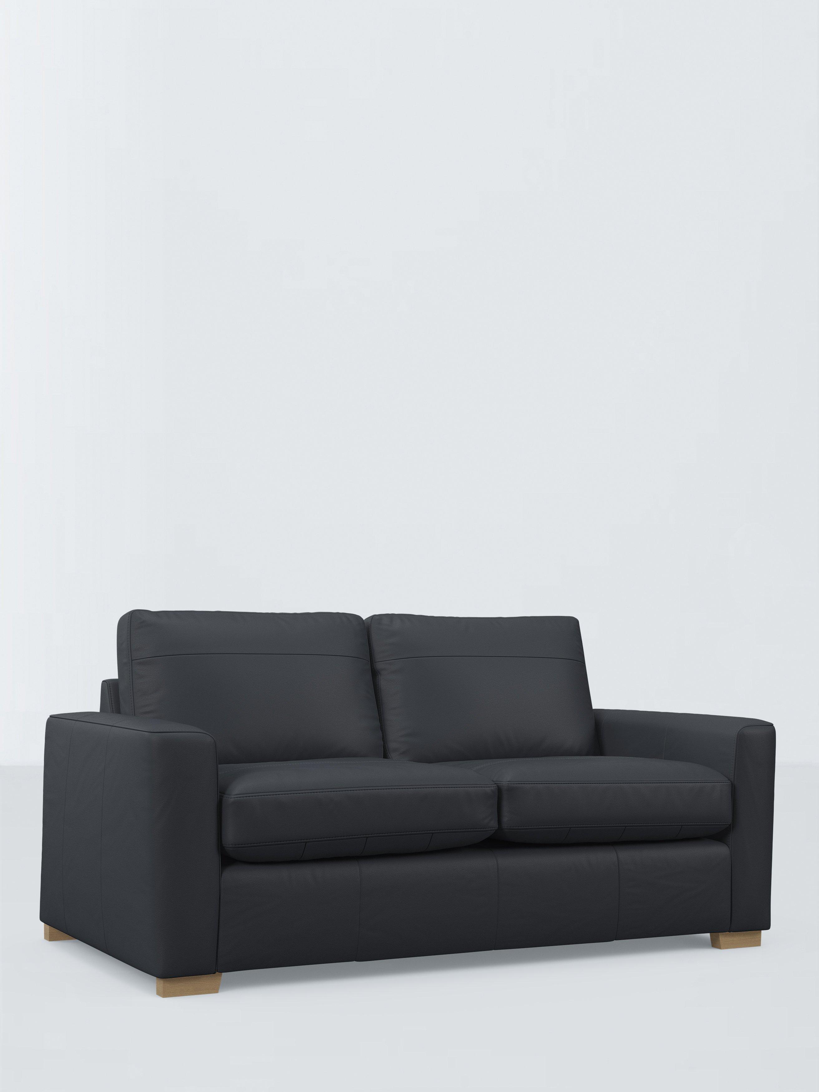 Oliver II Range, John Lewis Oliver II Medium 2 Seater Leather Sofa, Dark Leg, Matt Navy