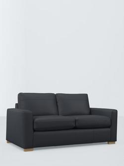 John Lewis Oliver II Medium 2 Seater Leather Sofa, Dark Leg, Matt Navy