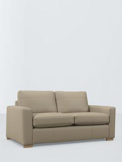 John Lewis Oliver II Medium 2 Seater Leather Sofa, Dark Leg, Matt Pearl