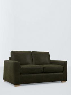 John Lewis Oliver II Small 2 Seater Leather Sofa, Dark Leg, Demetra Green