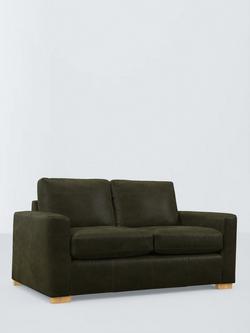 John Lewis Oliver II Small 2 Seater Leather Sofa, Light Leg, Demetra Green