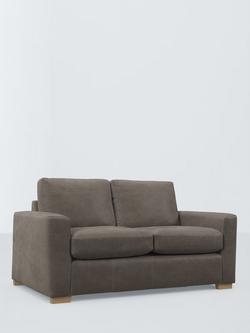 John Lewis Oliver II Small 2 Seater Leather Sofa, Dark Leg, Demetra Grey