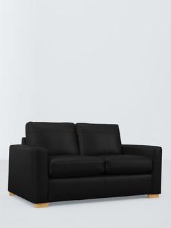 John Lewis Oliver II Small 2 Seater Leather Sofa, Light Leg, Matt Black