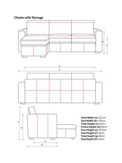 John Lewis Oliver II LHF Storage Chase End Leather Sofa, Dark Leg - view 2, Demetra Grey