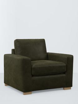 John Lewis Oliver II Leather Armchair, Dark Leg, Demetra Green