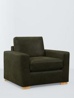 John Lewis Oliver II Leather Armchair, Light Leg, Demetra Green
