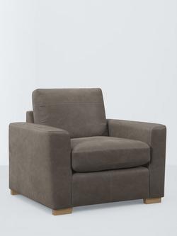 John Lewis Oliver II Leather Armchair, Dark Leg, Demetra Grey