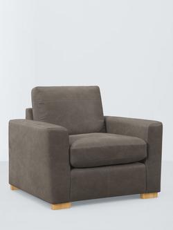 John Lewis Oliver II Leather Armchair, Light Leg, Demetra Grey