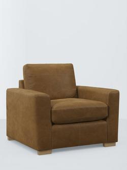 John Lewis Oliver II Leather Armchair, Dark Leg, Demetra Light Tan