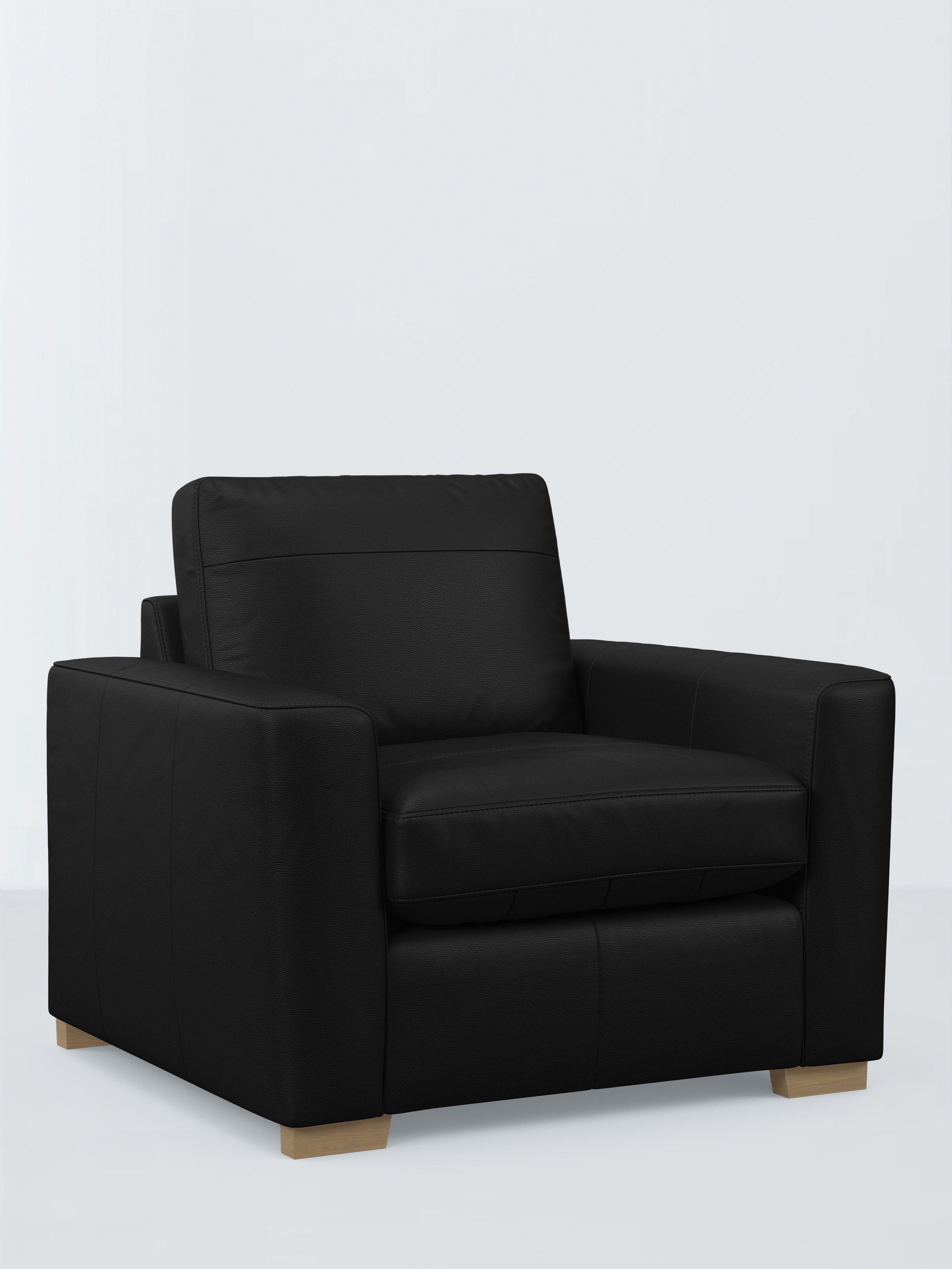 Oliver II Range, John Lewis Oliver II Leather Armchair, Dark Leg, Matt Black