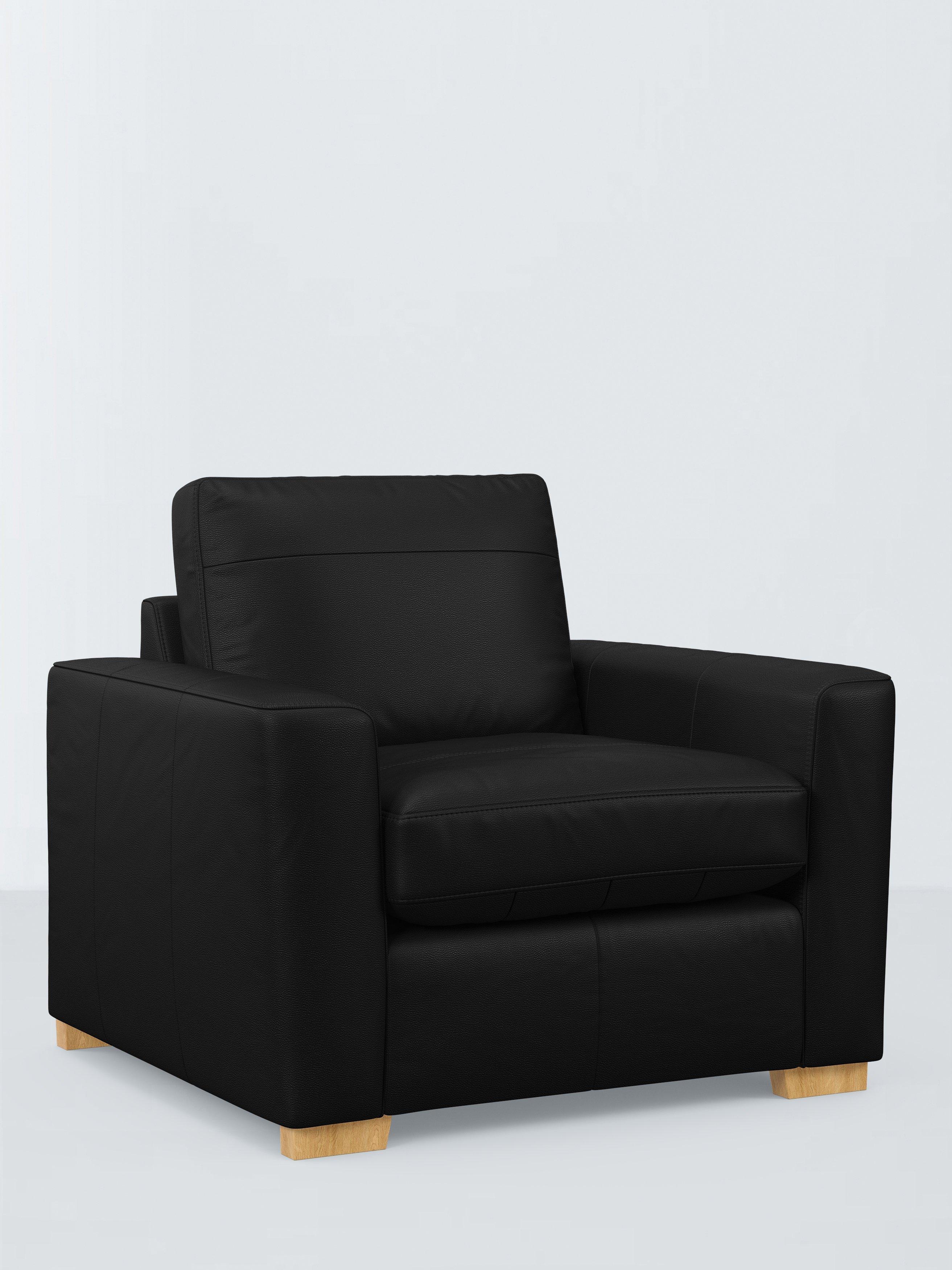 Oliver II Range, John Lewis Oliver II Leather Armchair, Light Leg, Matt Black