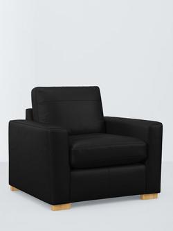 John Lewis Oliver II Leather Armchair, Light Leg, Matt Black