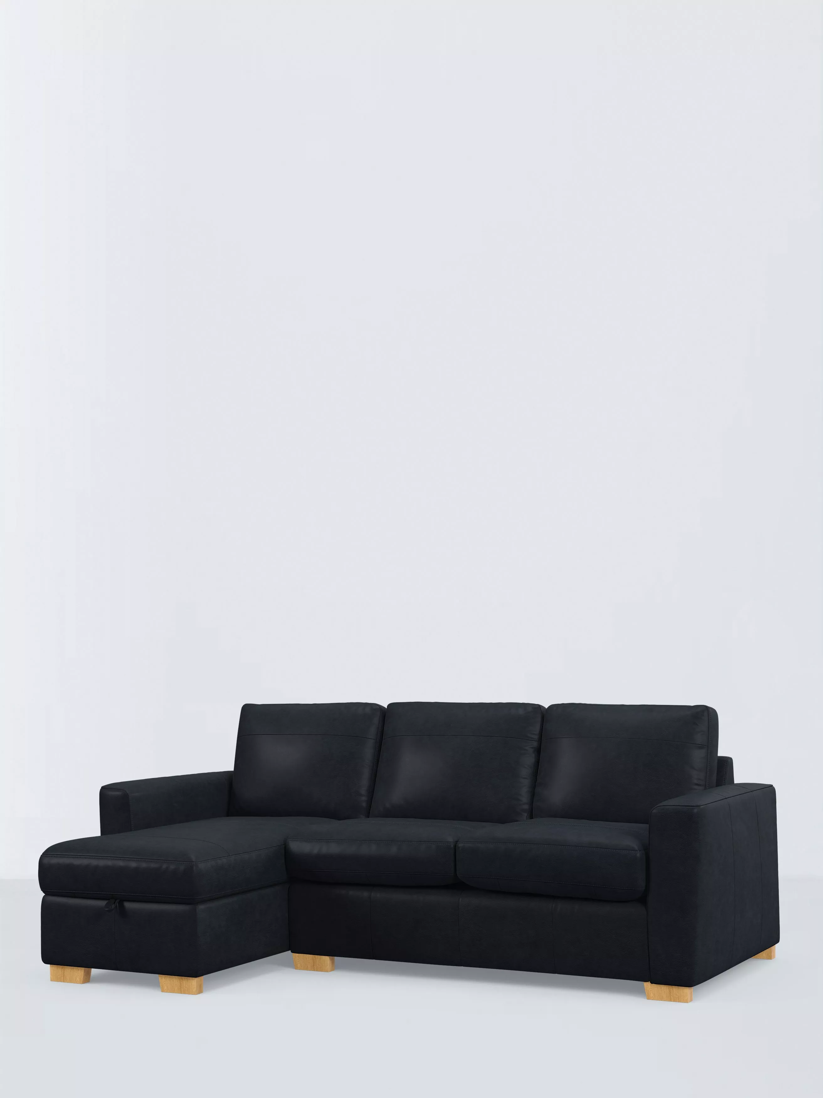 John Lewis Oliver II LHF Chaise End Leather Sofa, Light Leg