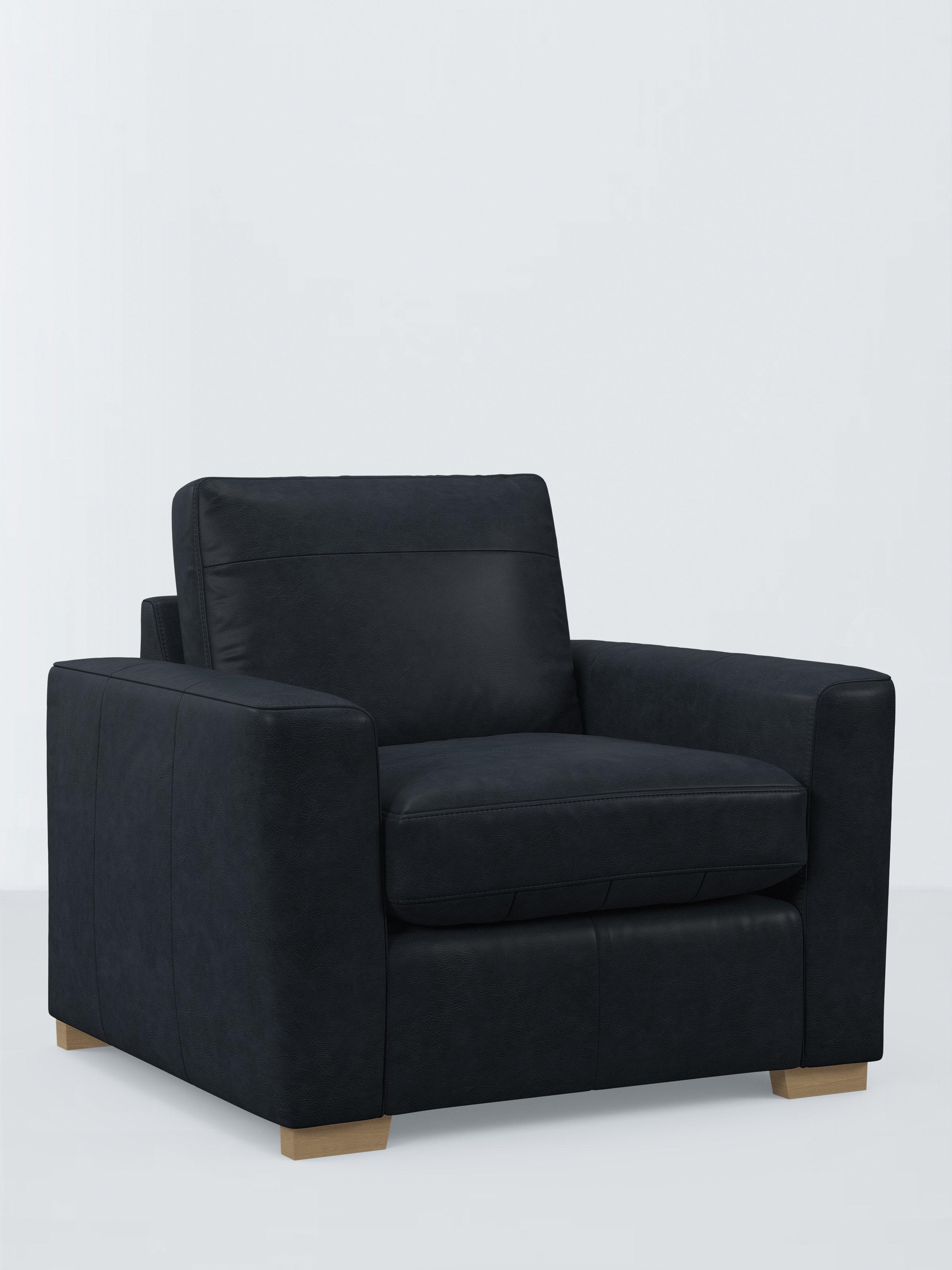 Oliver II Range, John Lewis Oliver II Leather Armchair, Dark Leg, Vintage Jeans