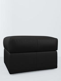 John Lewis Oliver II Leather Footstool, Dark Leg, Matt Black