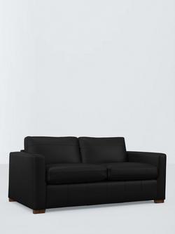 John Lewis Oliver II Large 3 Seater Leather Sofa Bed, Dark Leg, Matt Black