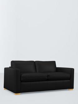 John Lewis Oliver II Large 3 Seater Leather Sofa Bed, Light Leg, Matt Black