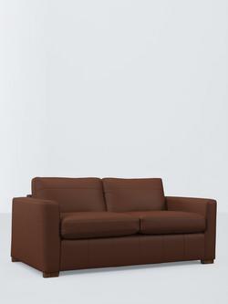John Lewis Oliver II Large 3 Seater Leather Sofa Bed, Dark Leg, Matt Chestnut