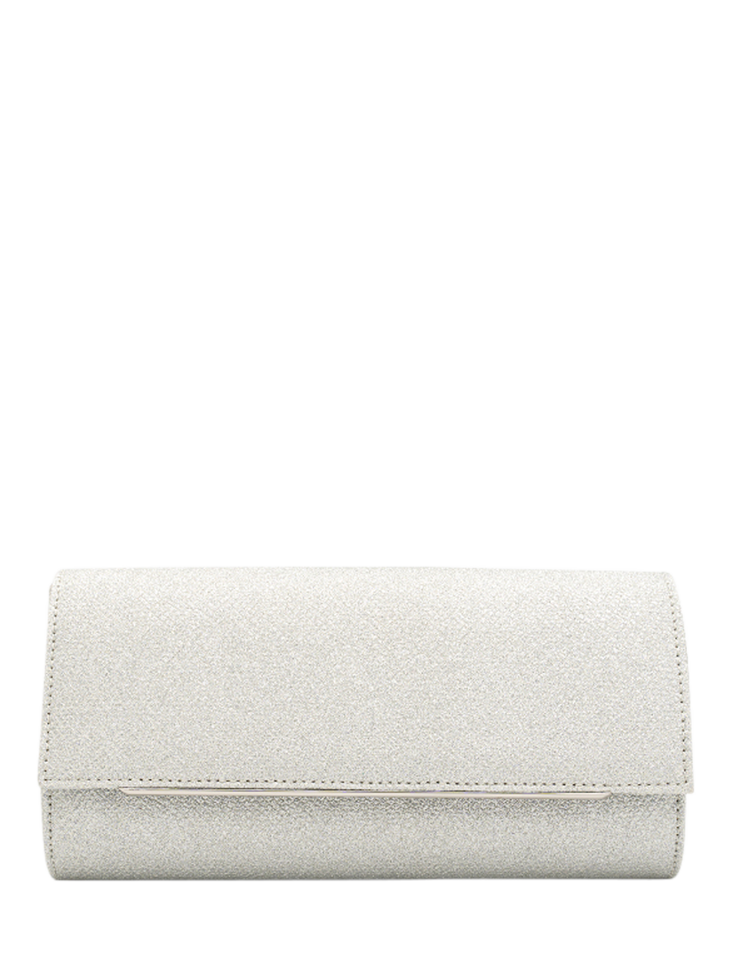 Product image 1 of 3, which shows Paradox London Dilara Metallic Clutch Bag, Siilver