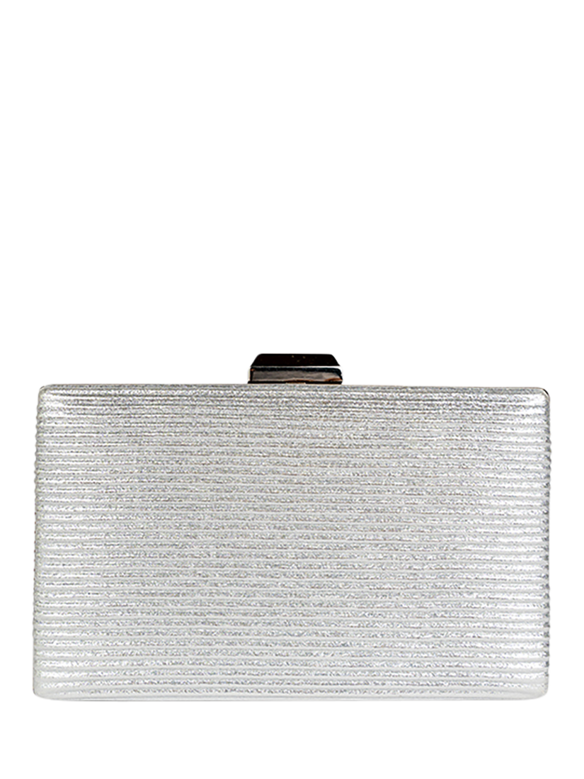 Product image 4 of 4, which shows Paradox London Divinia Shimmer Box Clutch Bag, Silver